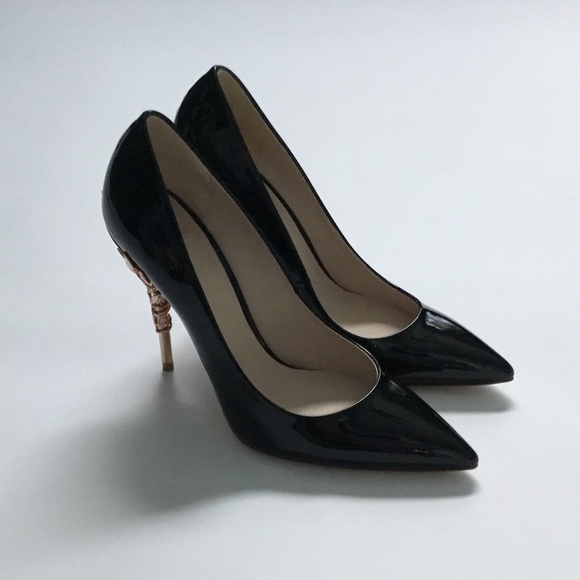 RALPH & RUSSO BLACK PATENT LEATHER EDEN PUMP SHOES - Picture 3 of 7
